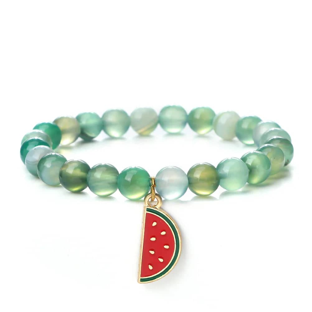 Bracelet perles pastèque – vert transparent