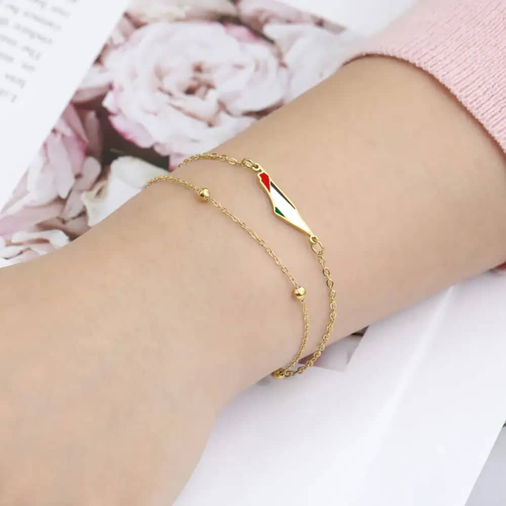 Bracelet double chaîne carte de Palestine