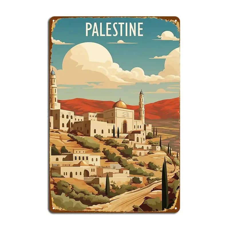 Plaque décorative Palestine paysage vintage – classique, 14 × 20 cm