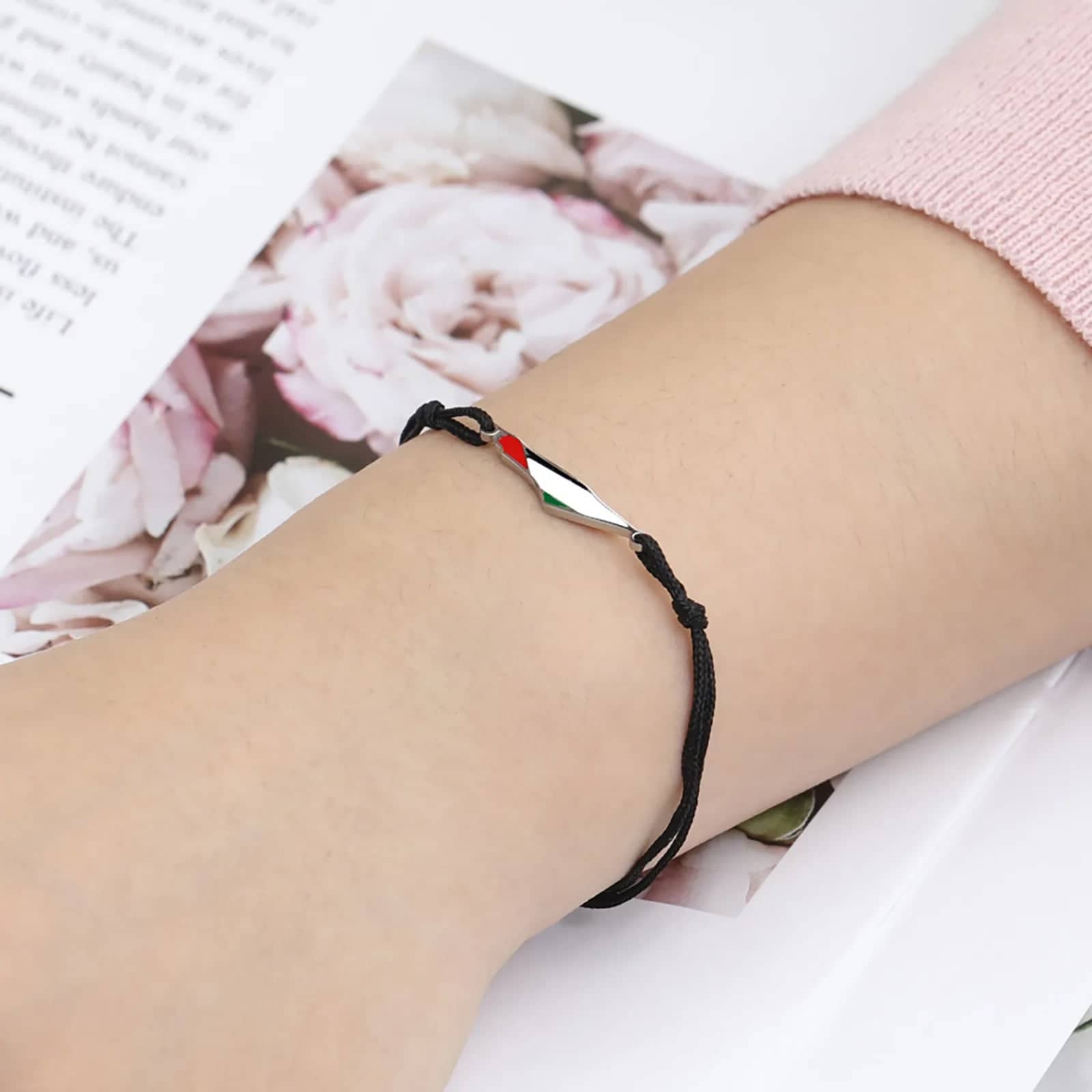 Bracelet cordon carte de Palestine – noir