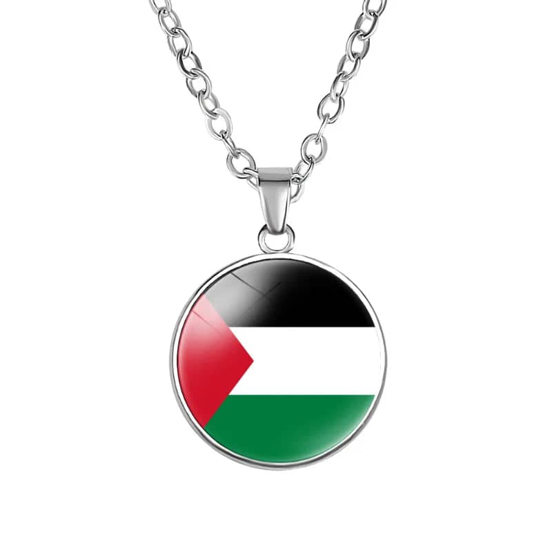 Pendentif rond drapeau Palestine