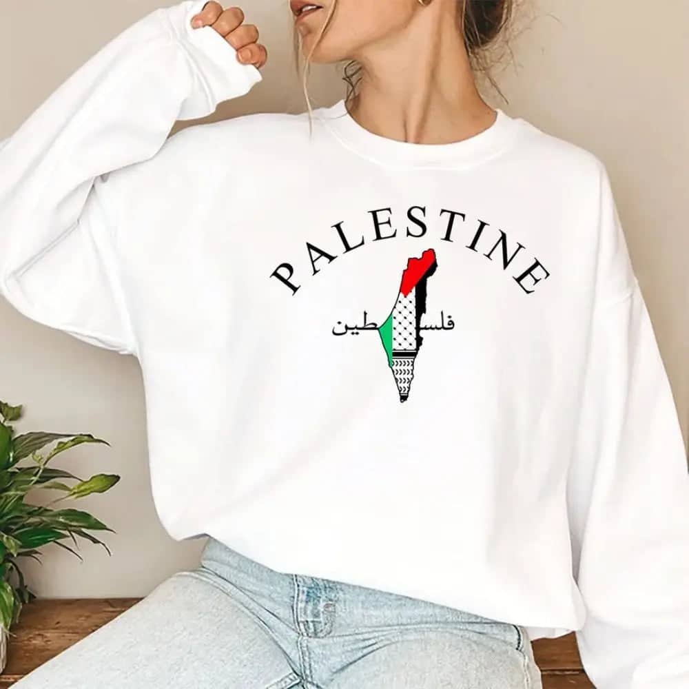 Pull femme Palestine écriture