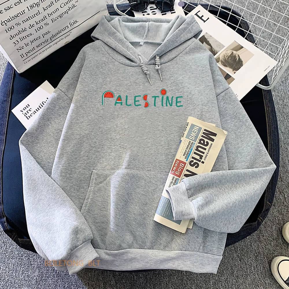 Sweat à capuche pastèque Palestine – gris, xs