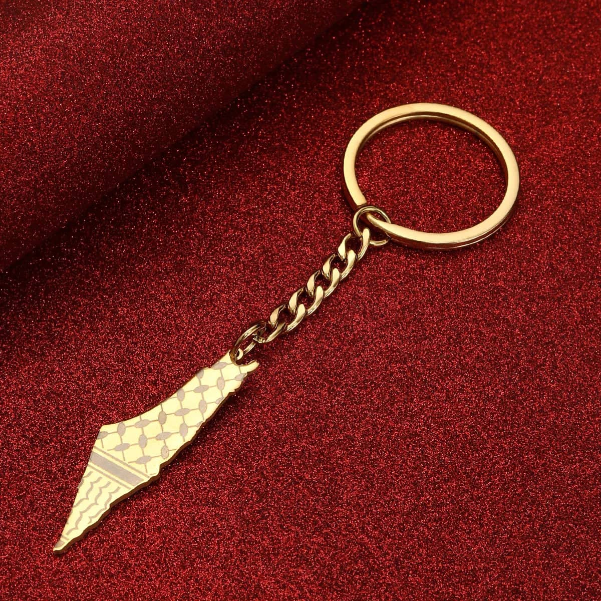 Porte-clés Palestine keffieh – doré