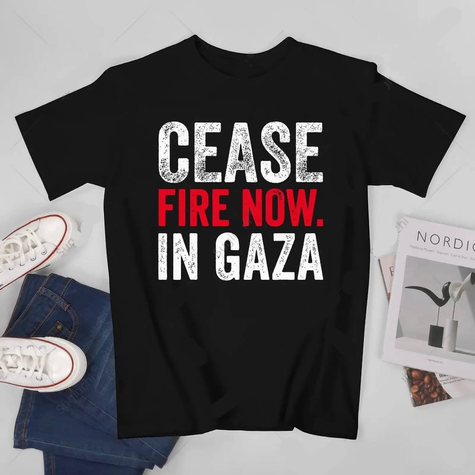 T-shirt Ceasefire Gaza – xs, noir