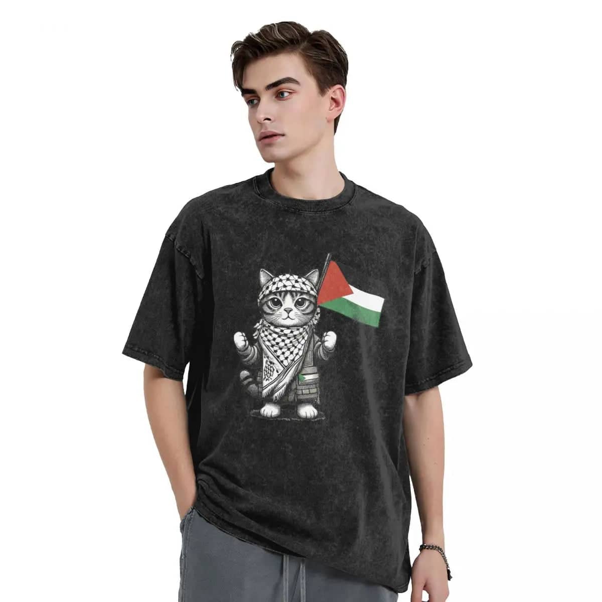 T-shirt Free Palestine félin
