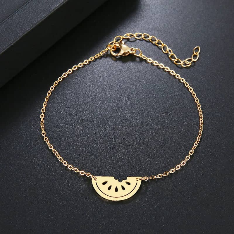 Bracelet chaîne pastèque – doré